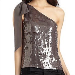 Alice + Olivia  One-Shoulder Sequin Top